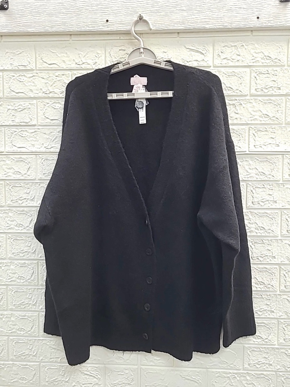 Victoria's Secret NWT Black V-Neck Button Cardigan Sweater OVERSIZED Sz XL